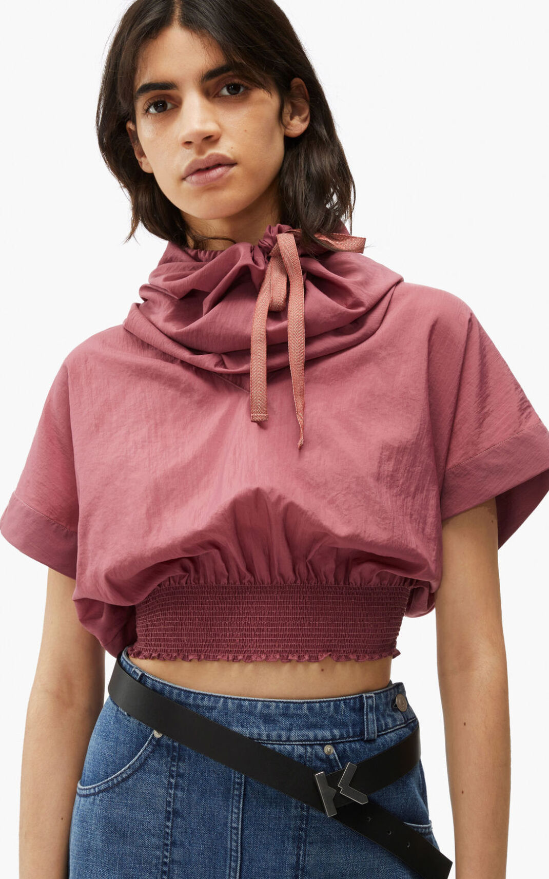 Kenzo Hooded crop top μπλουζακια γυναικεια μαυρα | GR300888